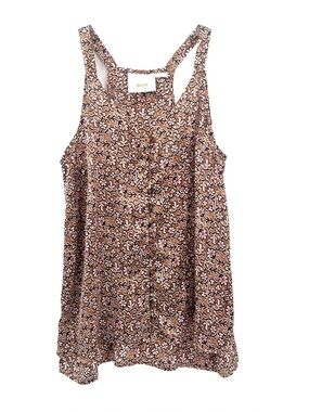 Maeve Brown Floral Button-Front Tank